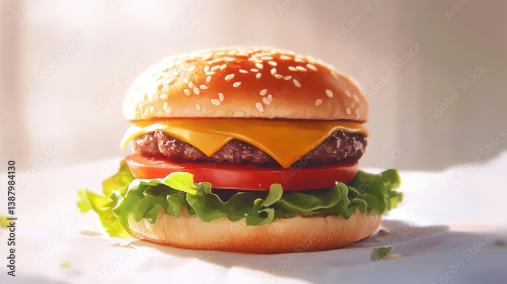 Hamburguesa apetitoso con queso y vegetales