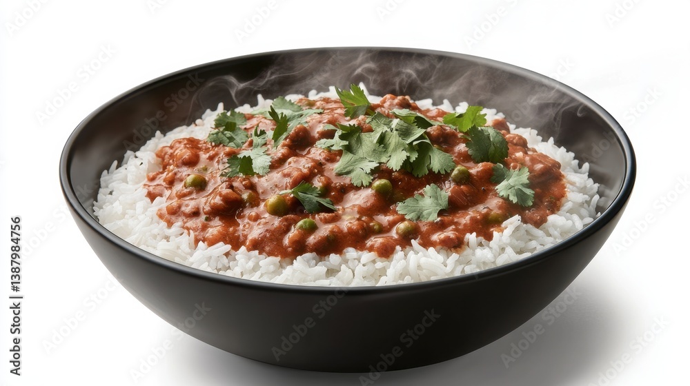 Foto de plato de arroz con guiso rojo