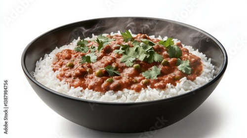Obraz na płótnie Foto de plato de arroz con guiso rojo w salonie