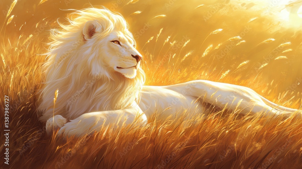 Descripción de un león blanco en su hábitat natural
