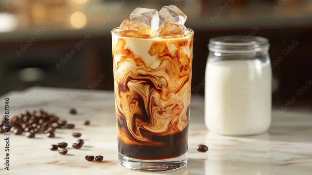 Café helado con leche y hielo
