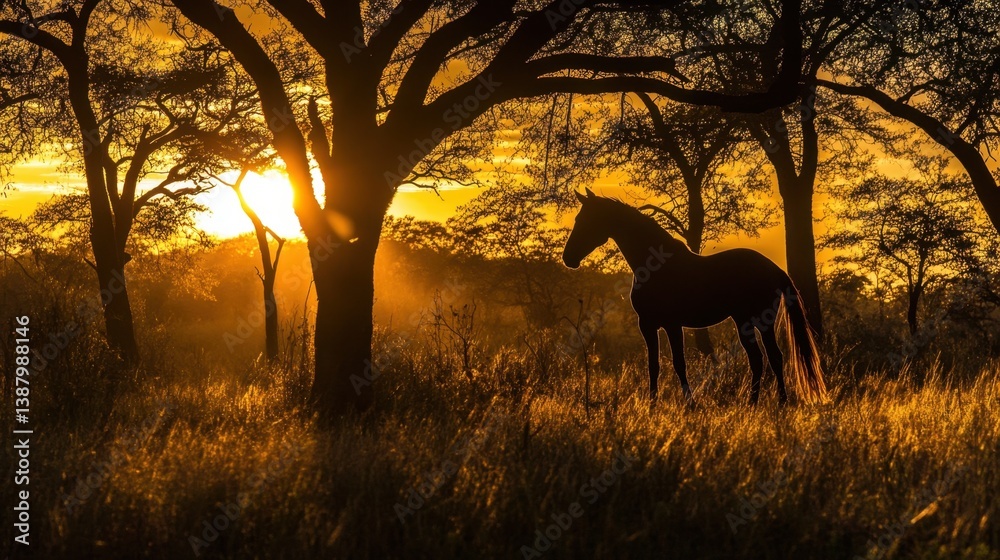 Caballo al atardecer en la naturaleza
