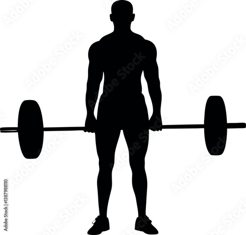 Weightlifter Silhouette Lifting Barbell Strong Bodybuilder Strength Training Workout Bodybuilding Powerlifting Fitness Gym Exercise Weightlifting Athlete