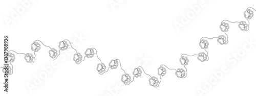 Paw print of a dog or cat. Footprint pet. Black lines animal prints isolated on white background. Tiger paws. Cute canine pattern. Puppy track. Feline step outline. Kitten leg. Vector illustration