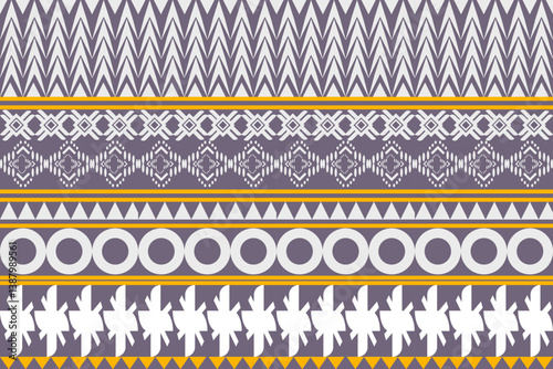 Abstract Native geometric and floral patterns in white, grey and yellow colors designed for prints, wallpapers, pillows, carpets.