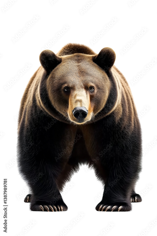 Fototapeta premium Front view of a brown bear standing on Png Format and Transparent Background