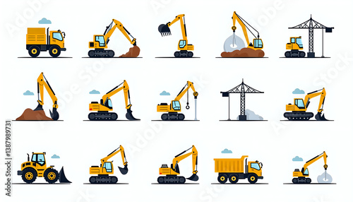 Construction Vehicles Collection: Diggers, Cranes, and Trucks