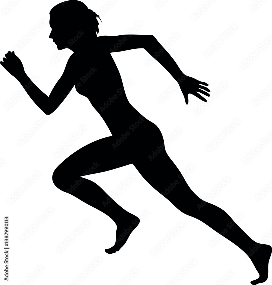 Silhouette Of A Female Athlete Running At Full Speed For Sports And Fitness Illustration Vector Background Silhouette Of A Female Athlete Running At Full Speed For Sports And Fitness Illustration Vector Background