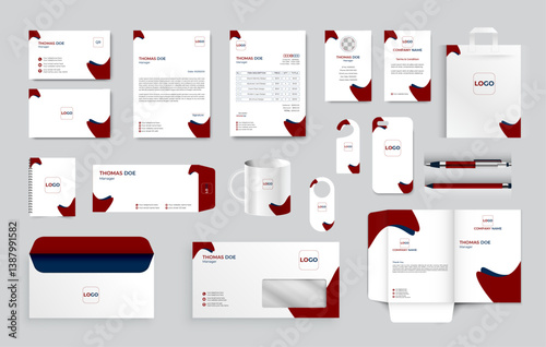set of corporate identity templates for professional business brand stationery vector template design, editable abstract shapes with white background stationery items, and modern brand set design