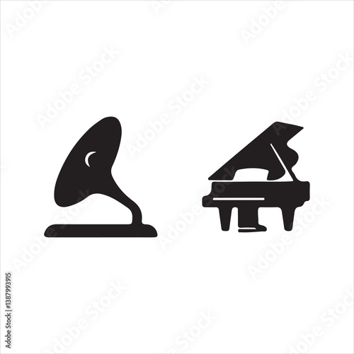 black silhouette of a musical instrument
