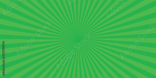 Green rays background, green sunburst background, green comics banner
