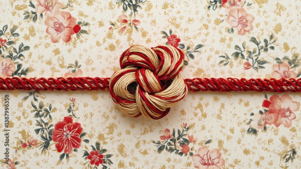 Nudos decorativos sobre fondo floral