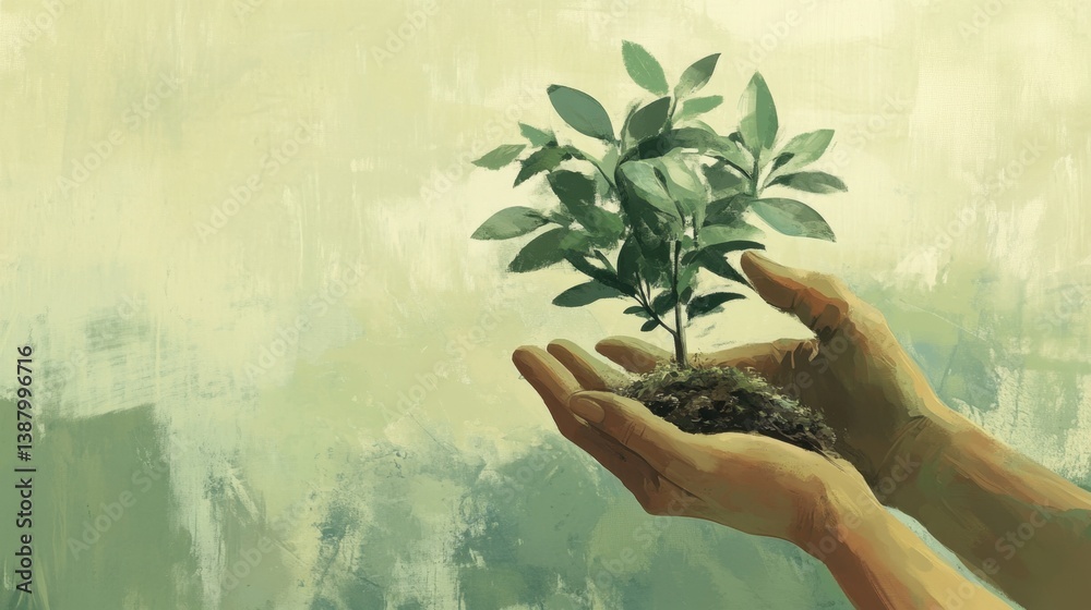 Manos sosteniendo planta