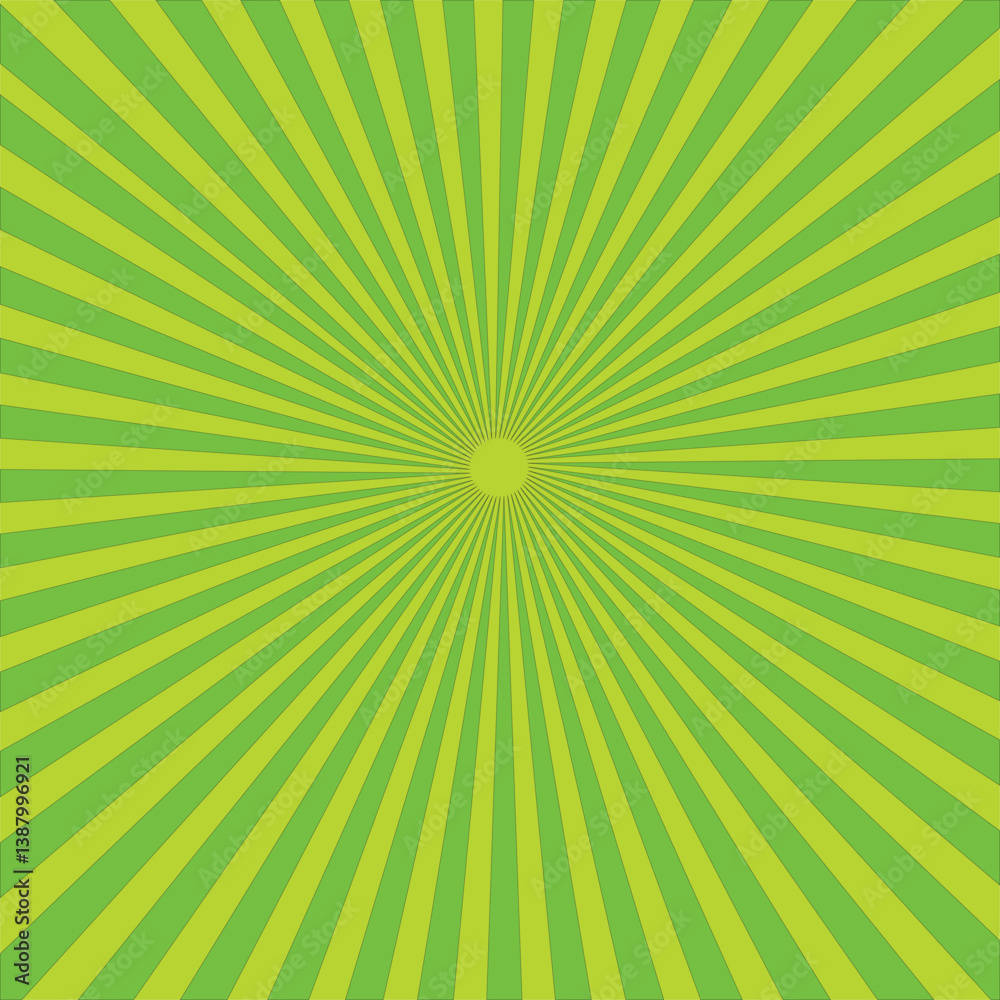 Fototapeta premium Bright green rays sunburst vector background