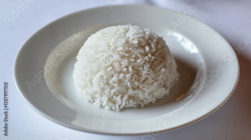 Imagen de un plato de arroz blanco