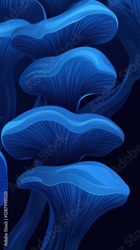 Obraz na płótnie Hongos azules en un fondo oscuro w salonie