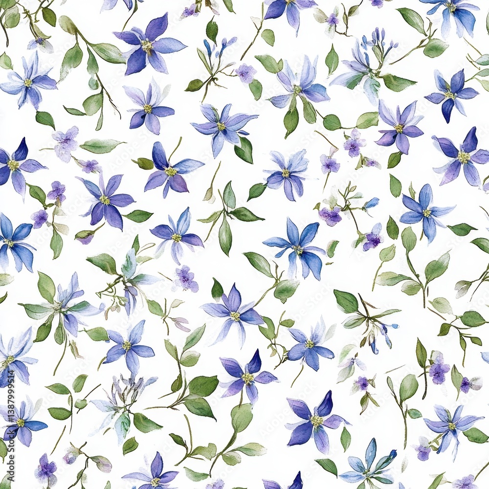 Fondo de flores azules en patrones naturales
