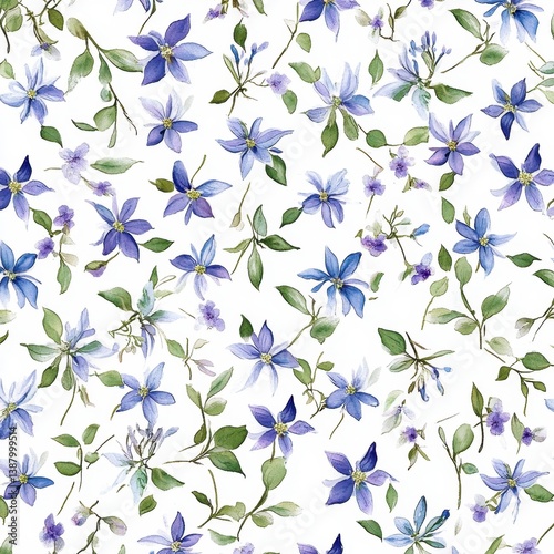 Obraz na płótnie Fondo de flores azules en patrones naturales w salonie