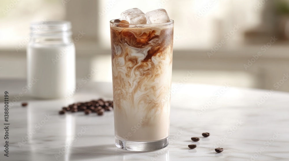 Bebida de café helada con leche y hielo