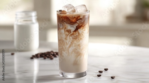 Obraz na płótnie Bebida de café helada con leche y hielo w salonie