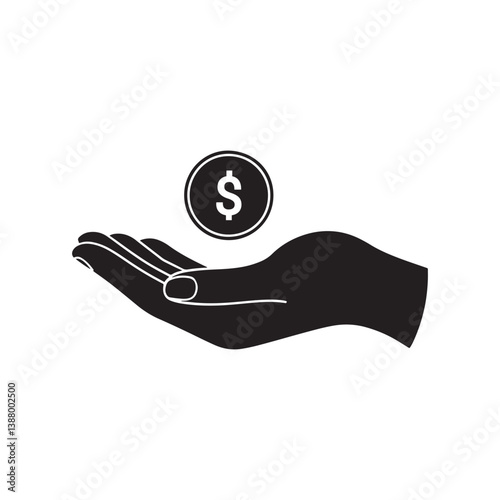  Hand Holding Dollar Coin Symbol icon vector