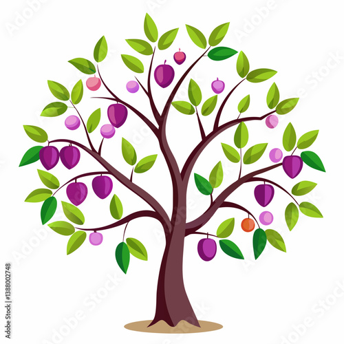 vector tree with pink flowers