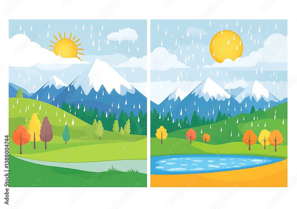 Obraz premium Rour different season vector illustration