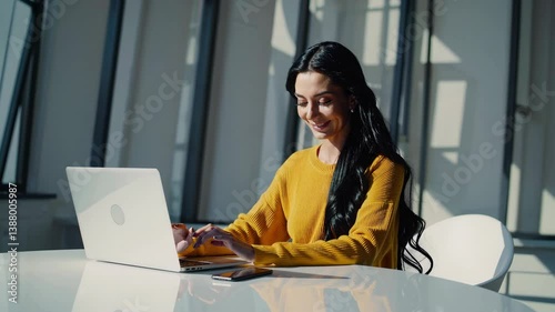 The Smiling Woman with Laptop