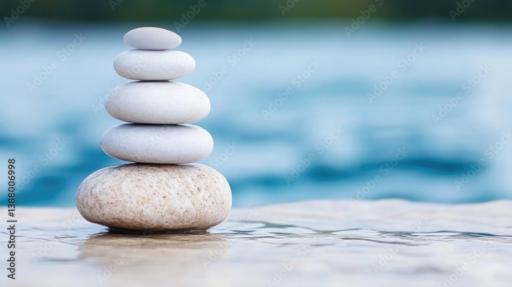 Stacked stones by water Stacked stones by water