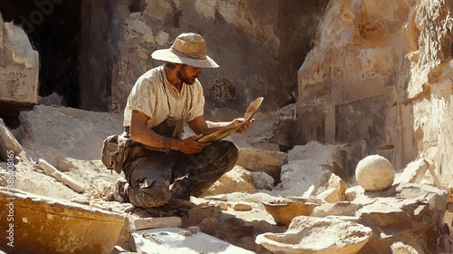 Dedicated archaeologist uncovering ancient artifacts and secrets of past civilizations