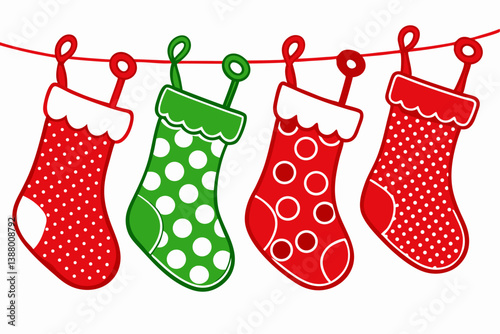 christmas socks hanging on a clothesline