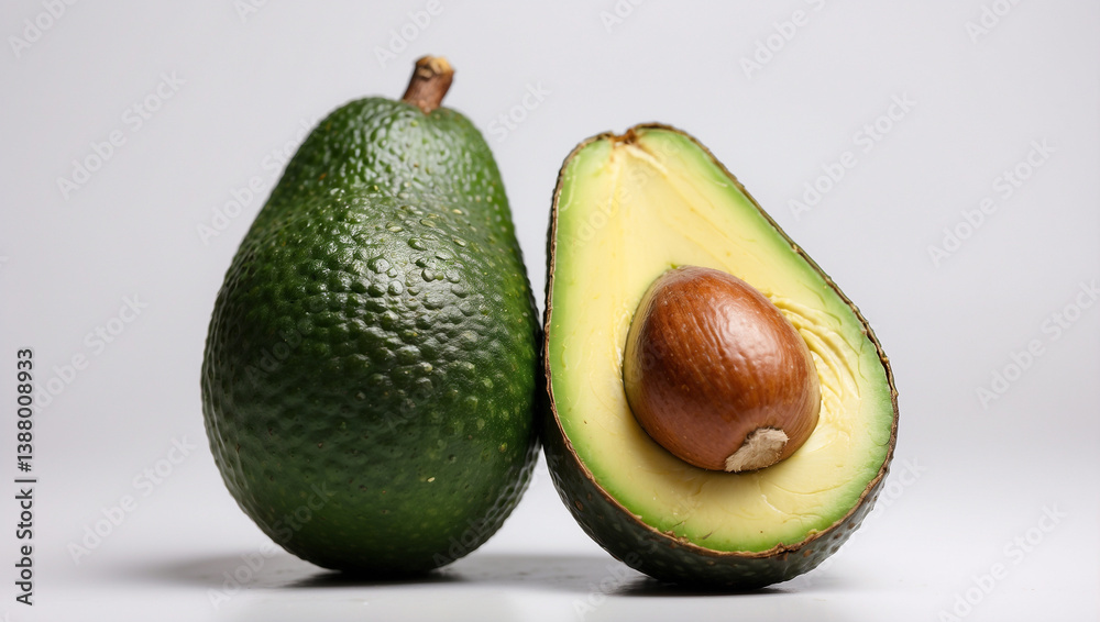 Avocado Isolated on a White Background for Culinary Uses Avocado Isolated on a White Background for Culinary Uses