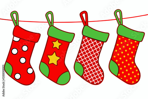 christmas socks hanging on a clothesline