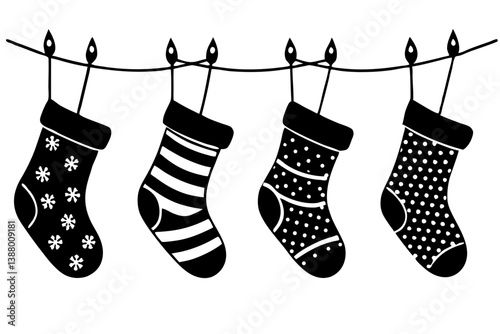 christmas socks hanging on a clothesline