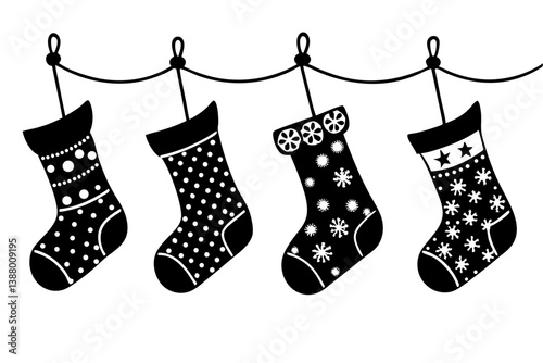christmas socks hanging on a clothesline