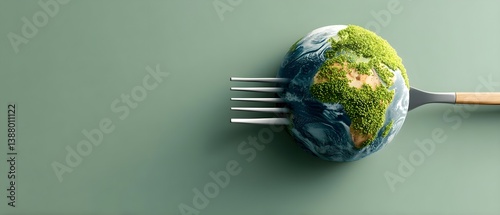 Fototapeta Naklejka Na Ścianę i Meble -  Fork and Earth: A Symbol of Sustainable Eating
