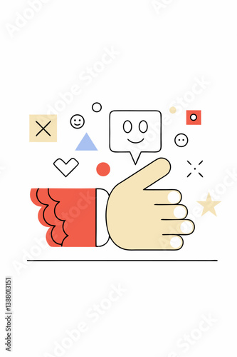 Hand Giving Thumbs Up with Positive Feedback Icons