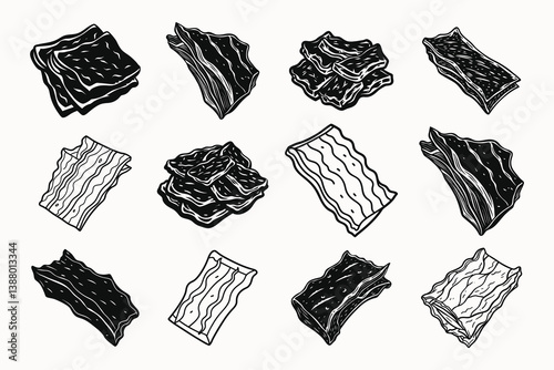 Beef jerky silhouette vector illustration isolated on white background.
