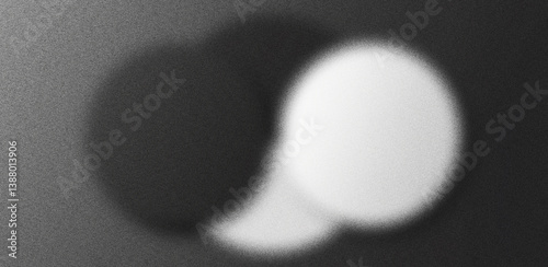 Monochrome abstract gradient background with two minimal circles and soft noise layering in grayscale digital design