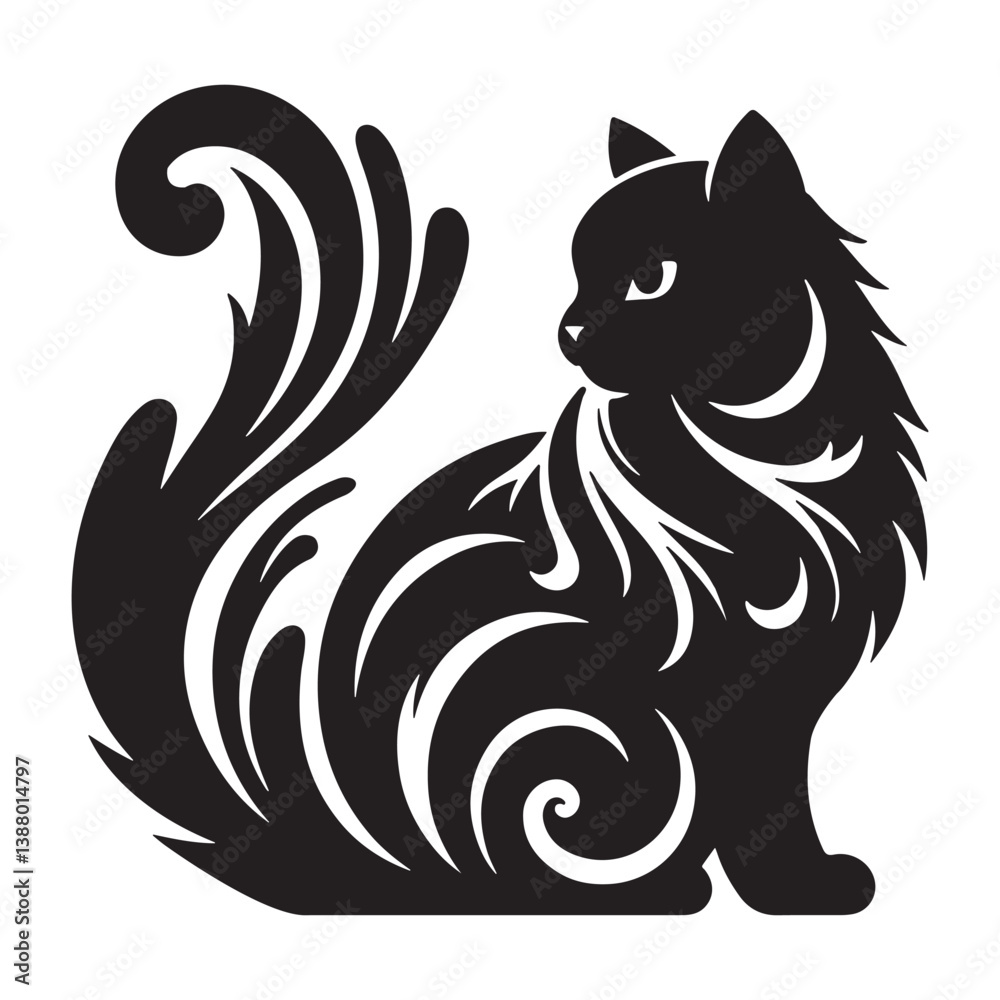 cute cat silhouette vector icon art illustration cute cat silhouette vector icon art illustration