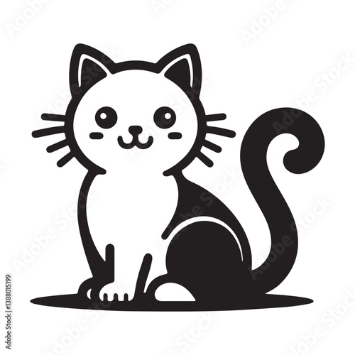 cute cat silhouette vector icon art illustration