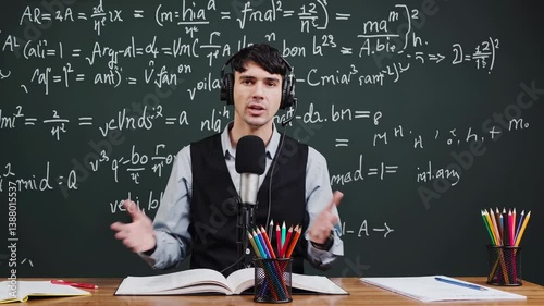 The Educator at Microphone