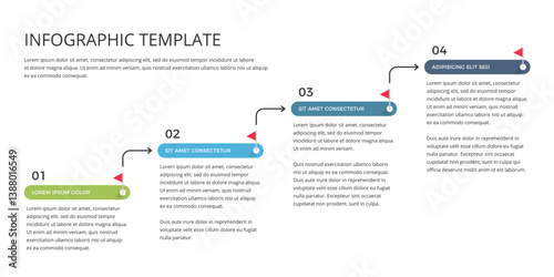 Infographic template of a process with four steps, vector eps10 illustration