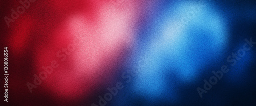 Radiating swirl pattern in red and blue tones forming circular motion over grainy noise abstract texture with gradient center