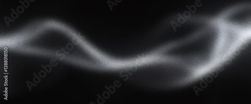 Thin wavy silver strokes over a black abstract gradient surface create a dynamic curved texture in monochrome style