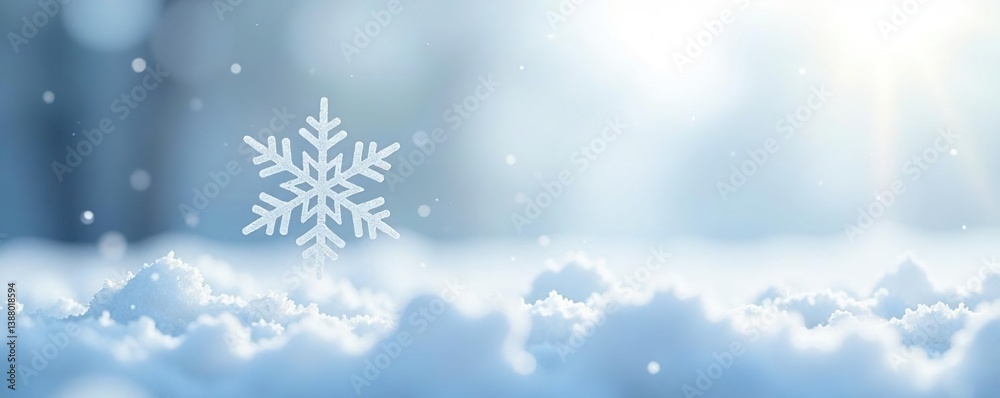 A single snowflake falling gently in the air on a white background, snowflake, quiet A single snowflake falling gently in the air on a white background, snowflake, quiet