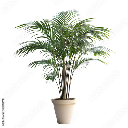 Indoor potted palm tree isolated on white background