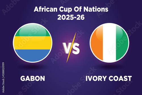 Gabon vs Ivory coast soccer match concept. African cup of nations 2025-26 .Vector illustration of design. GABN vs IVC football match.