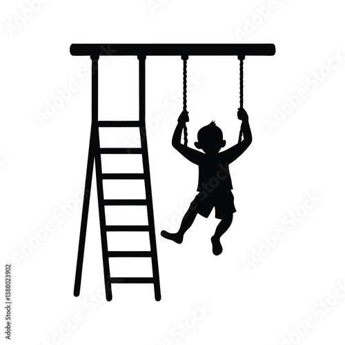 little boy on a swing