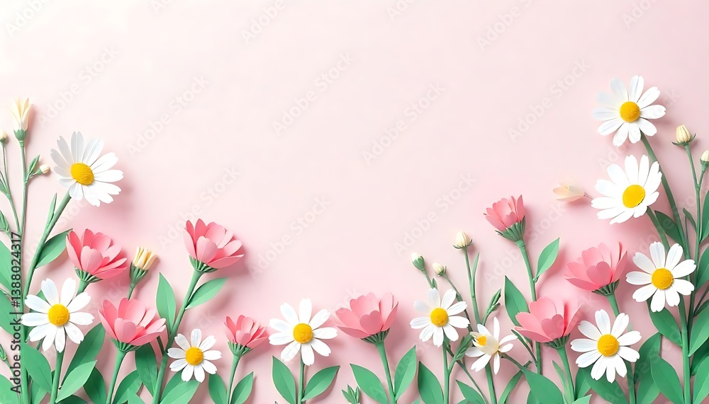 Нappy Mother's Day background with beautiful paper cut chamomile flowers. Spring holiday illustration for greeting card, banner, ad, promotion, poster, flyer, blog, created with generative ai Нappy Mother's Day background with beautiful paper cut chamomile flowers. Spring holiday illustration for greeting card, banner, ad, promotion, poster, flyer, blog, created with generative ai